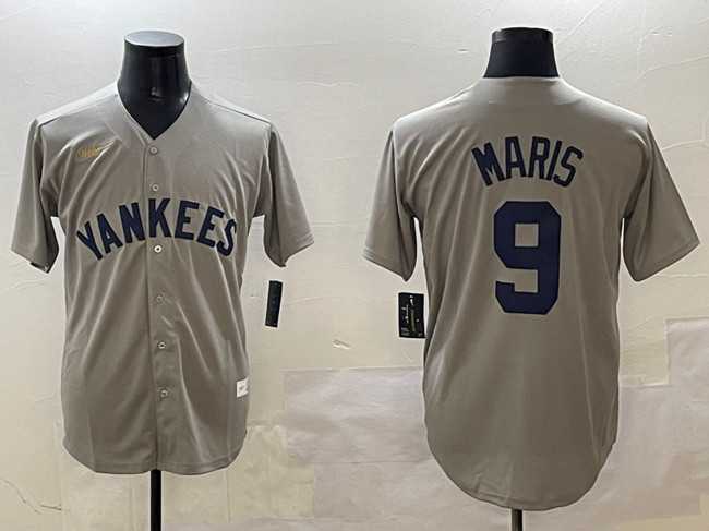 Men%27s New York Yankees #9 Roger Maris Gray Cool Base Stitched Jersey->new york mets->MLB Jersey